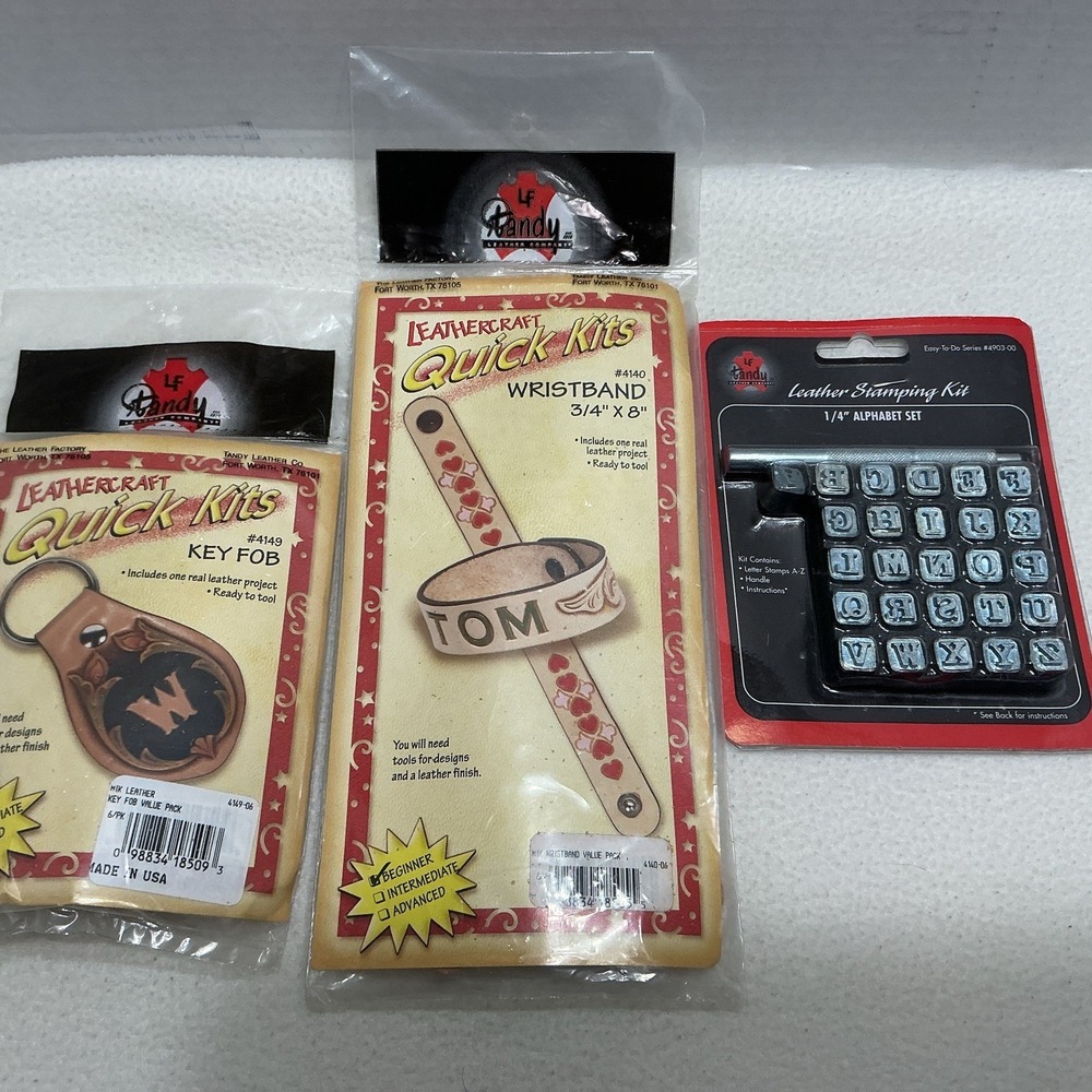 Tandy LeatherCraft Quick Kits Wristband Key Fob And Stamping 4140 4149 4903